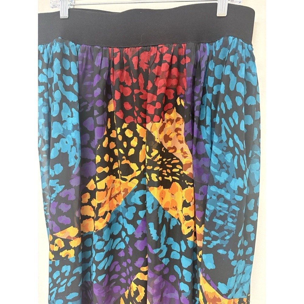 ASHRO Size 2X Blue, Purple, Gold and Green Lined Sheer Skirt Gypsy Boho Chic - Picture 5 of 8